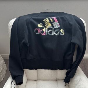 Adidas Black Bomber Jacket Modern Cropped Design
